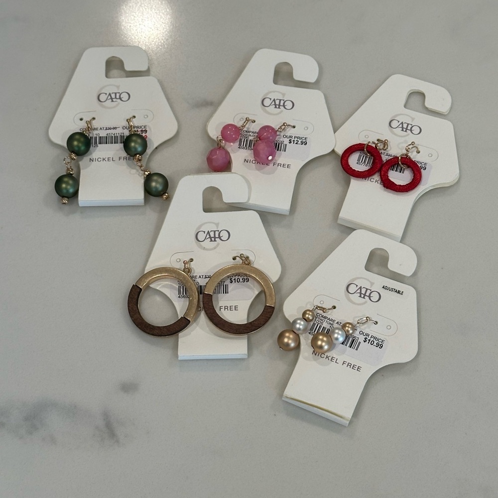 Cato NWT 5 Piece Bundle Lot Dangle Earrings Nickel Free